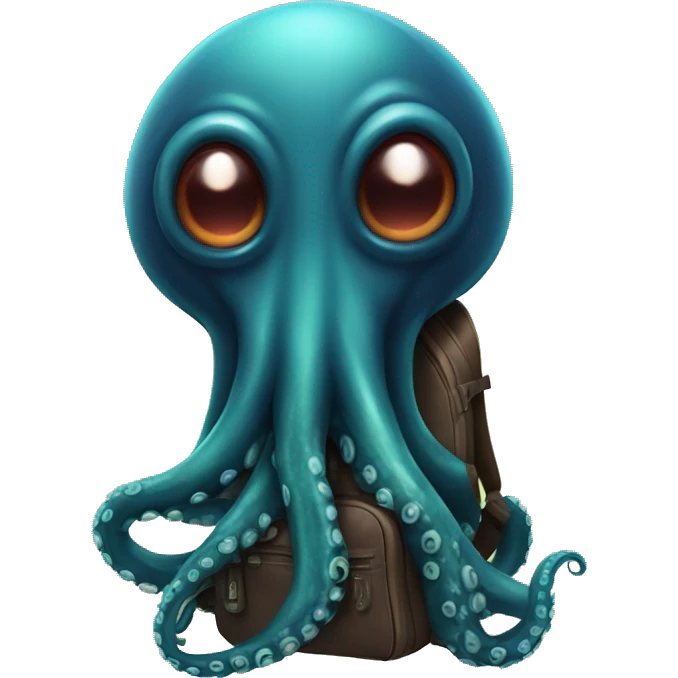 black Alien Octopus with backpack  emoji