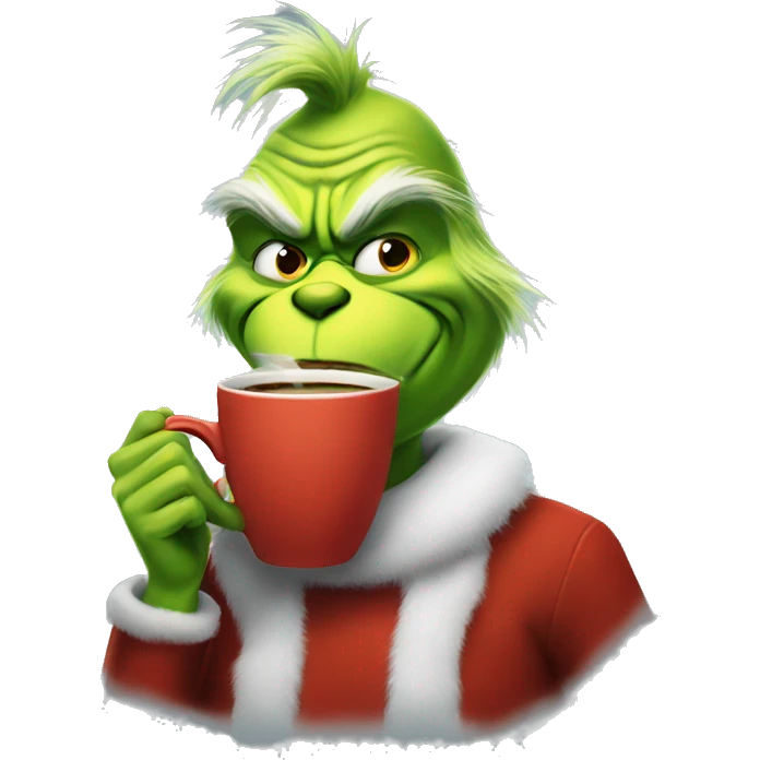 Grinch with coffee emoji