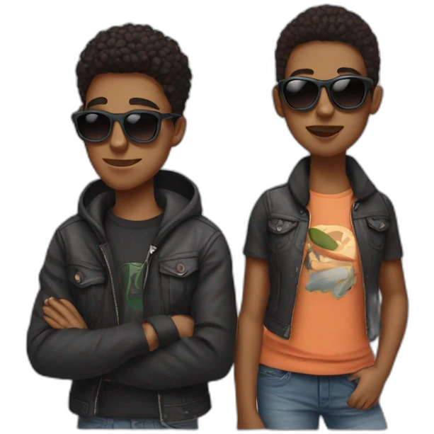 3 teenagers wearing sunglasses looking cool emoji