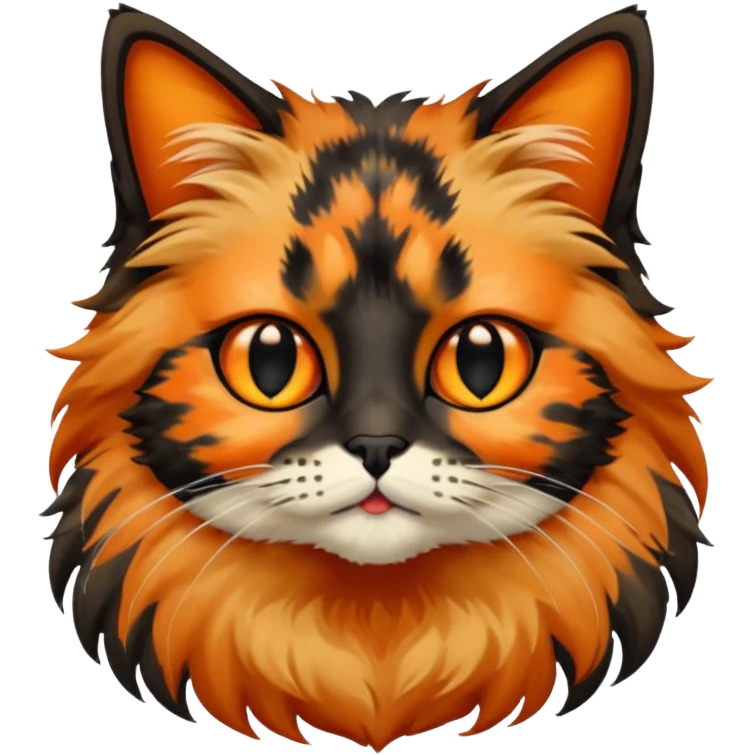 long hair tortoiseshell cat with a black face emoji