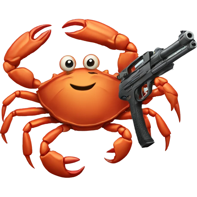 Crab holding gun emoji