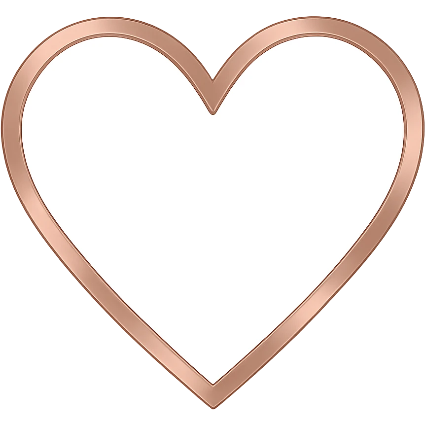 heart with a metallic rose gold border, clean digital illustration emoji