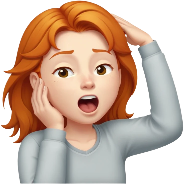 Ginger girl trying to wake up in early morning emoji