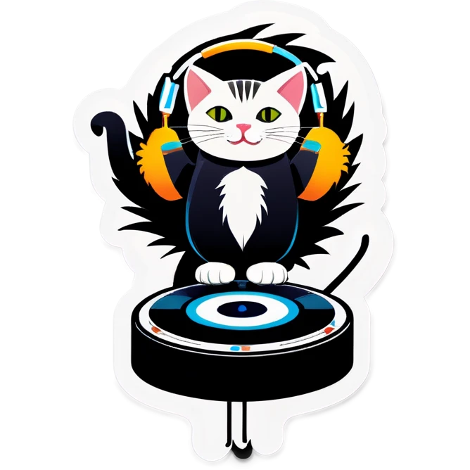 Cat doing dj emoji