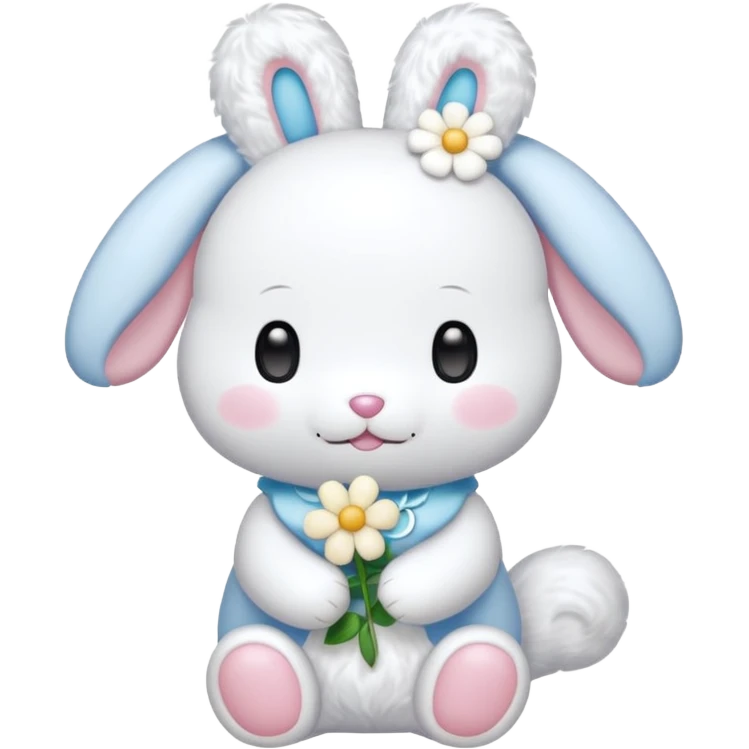 Cinamonrroll de sanrio  con una flor en la mano emoji