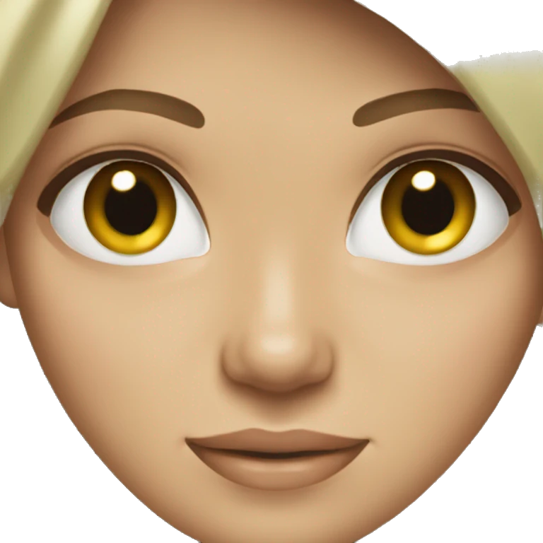 white woman green eyes brown hair happy emoji