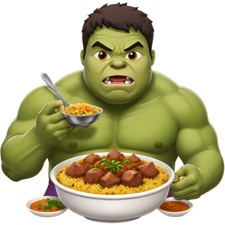 Fat Hulk eating mutton curry biriyani emoji