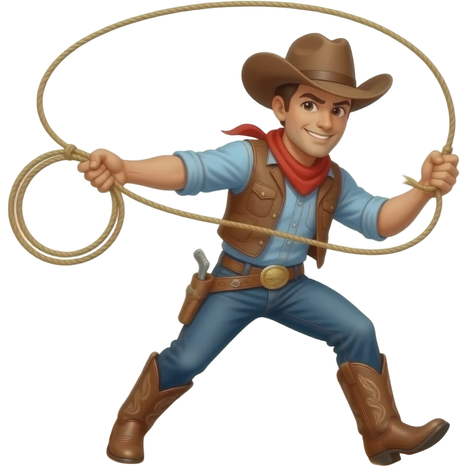 cowboy has lasso in his hand and throw emoji