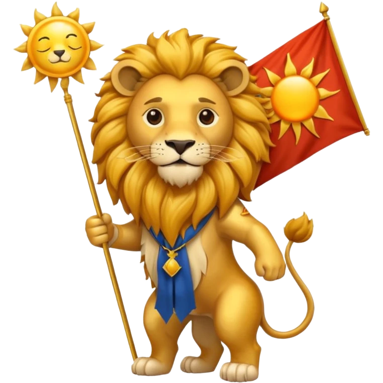 lion holding a sun flag emoji