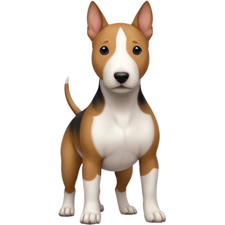 bull terrier with black head and body and a white chest emoji