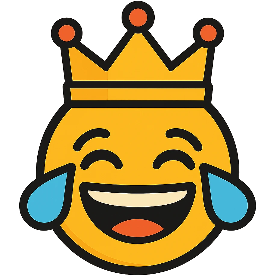 laughing emoji with a crown emoji