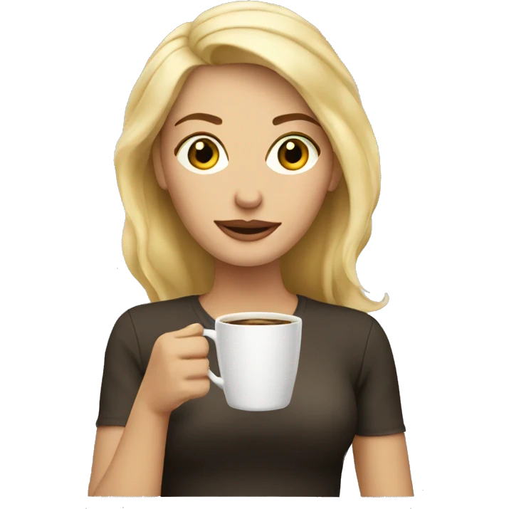Blonde woman with coffee emoji