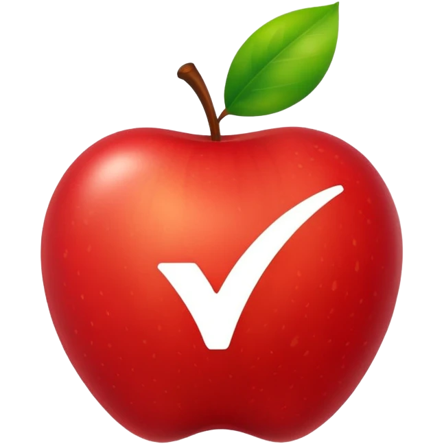 apple with a check mark emoji