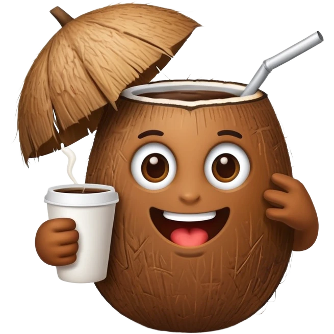 кокос персонаж пьёт кофе emoji