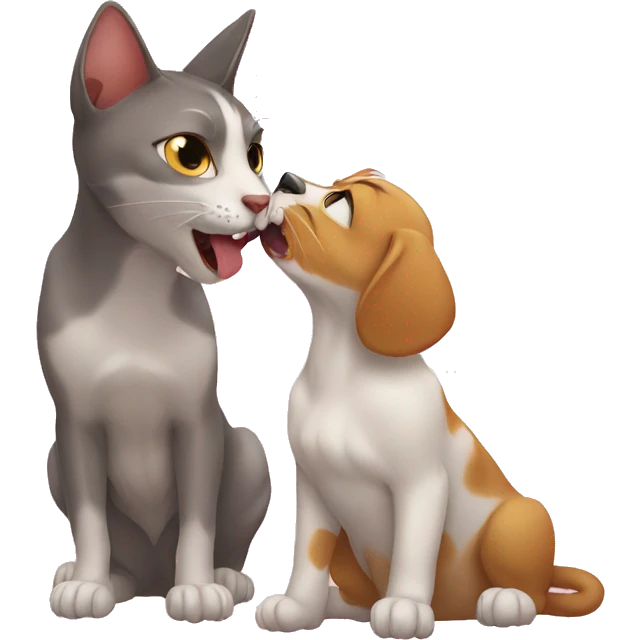 cat licking dog  emoji