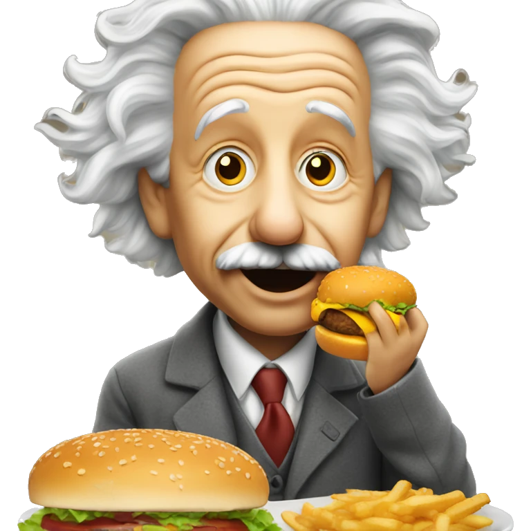 Einstein eats a burger emoji