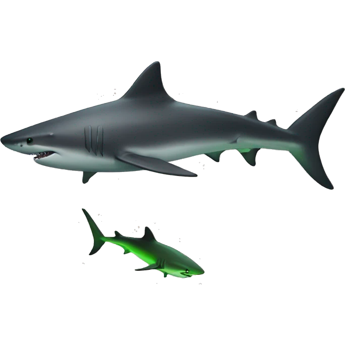 black shark with legs and green eyes emoji