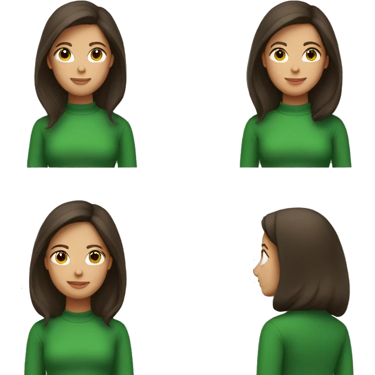 Brunette girl with green turtleneck shirt  emoji
