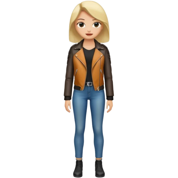 Women in leather jocket, full body, different color, close up emoji