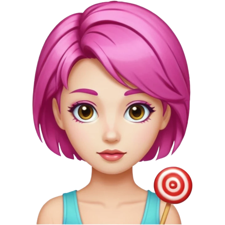 v-line face, candy hair style, slim and small woman emoji emoji