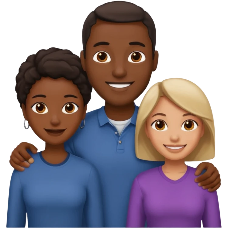 Black man with   with two women one black one Chinese  emoji