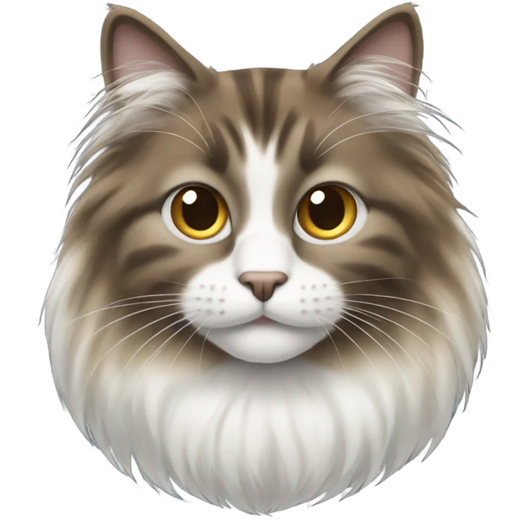 Gray and white and brown long haired cat  emoji