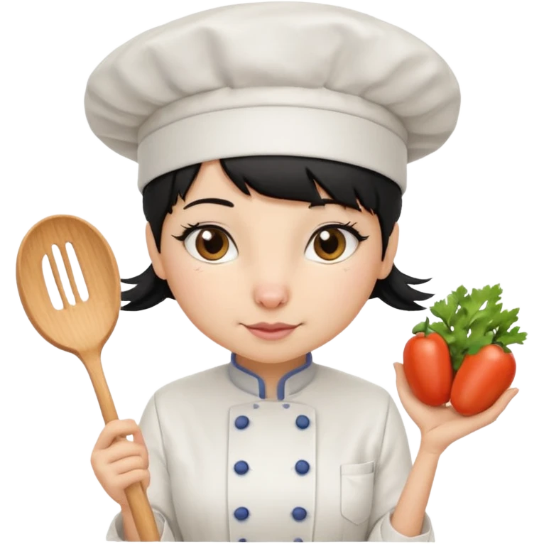 A rat that looks like a female with a fringe and chefs hat black hair emoji