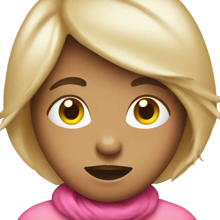Blushed emoji wearing pink emoji