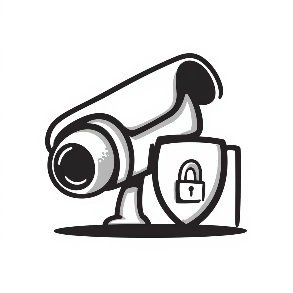 Advanced security systems logo, featuring a camera and a security system icon. emoji