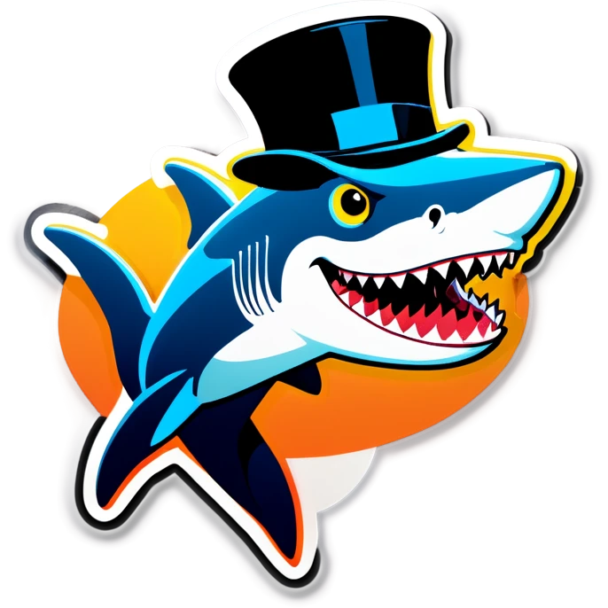 Shark with a top hat emoji