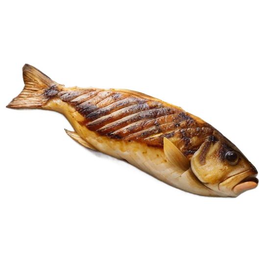 grilled fish fillets with brown butter sauce on white plate emoji