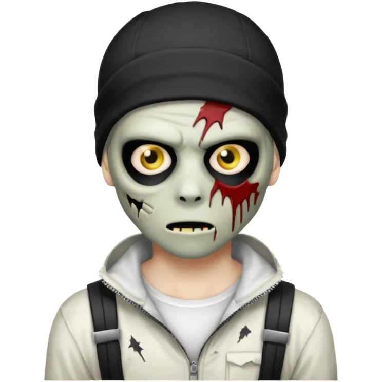 zombie boy with emo hair and white shirt with a ski mask on hair FROM Nike pra syna emoji