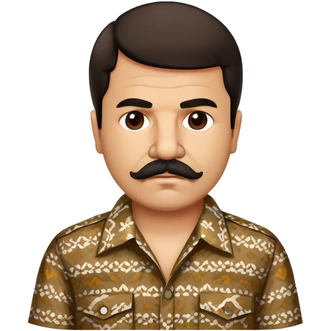 Mexican drug lord El Chapo with mustache and patterned shirt emoji