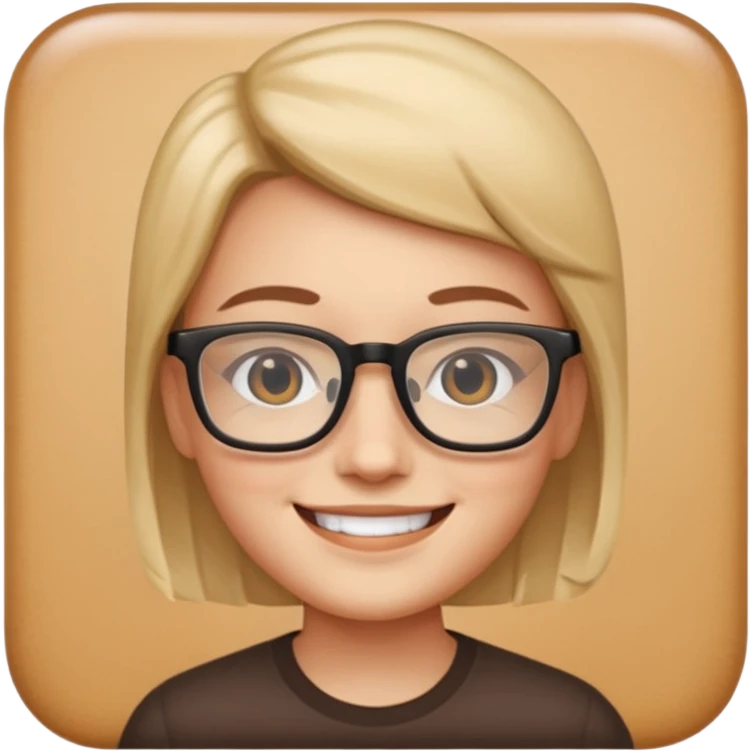 smiling character with square glasses and square face emoji