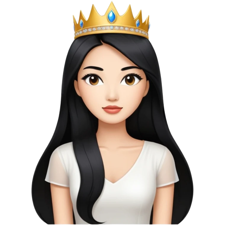 Miss Universe Southeast Asian woman with very long straight black hair wearing a beautiful white top emoji