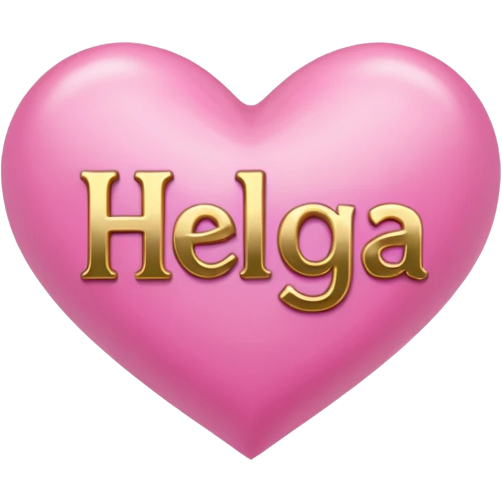 In pink heart,the gold inscription "Helga" in large letters emoji