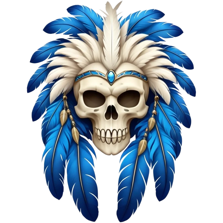 Furry Fakémon-Pokémon-animal-creature with a skull mask, and a feather-mane-collar, and blue feathers, (full body) emoji