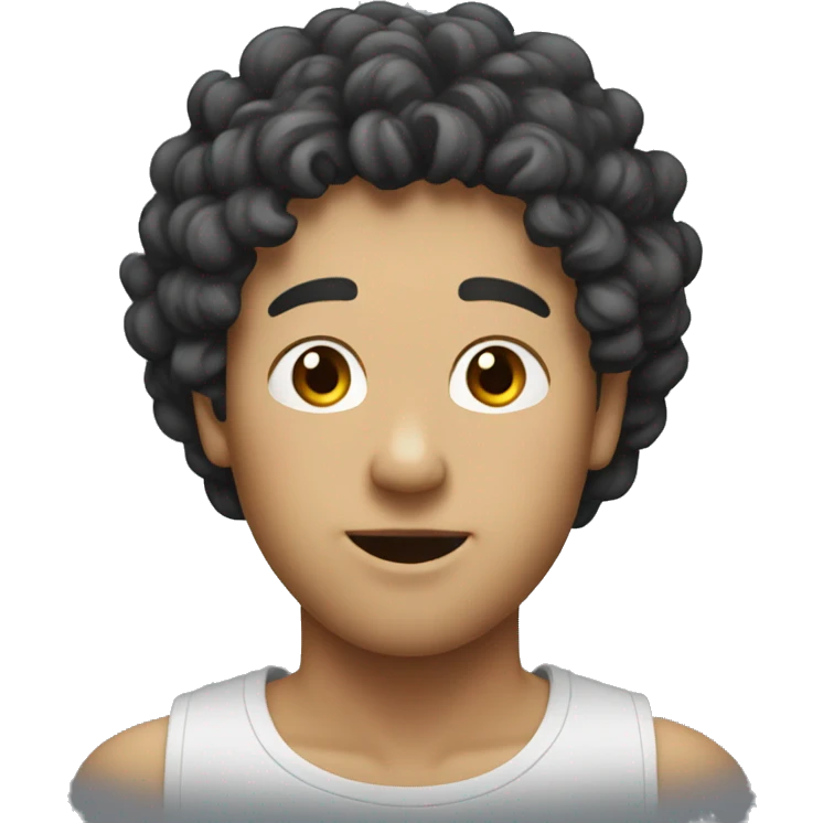 make an emoji of my chinese friend with a big back and a perm emoji
