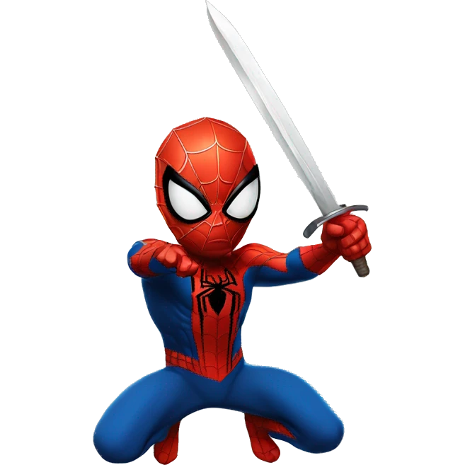 Spider-man with a sword in a slicing pose emoji