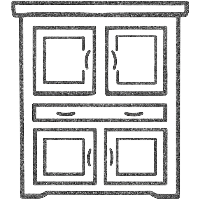 hand drawn sketch style kitchen cabinet made of wood emoji