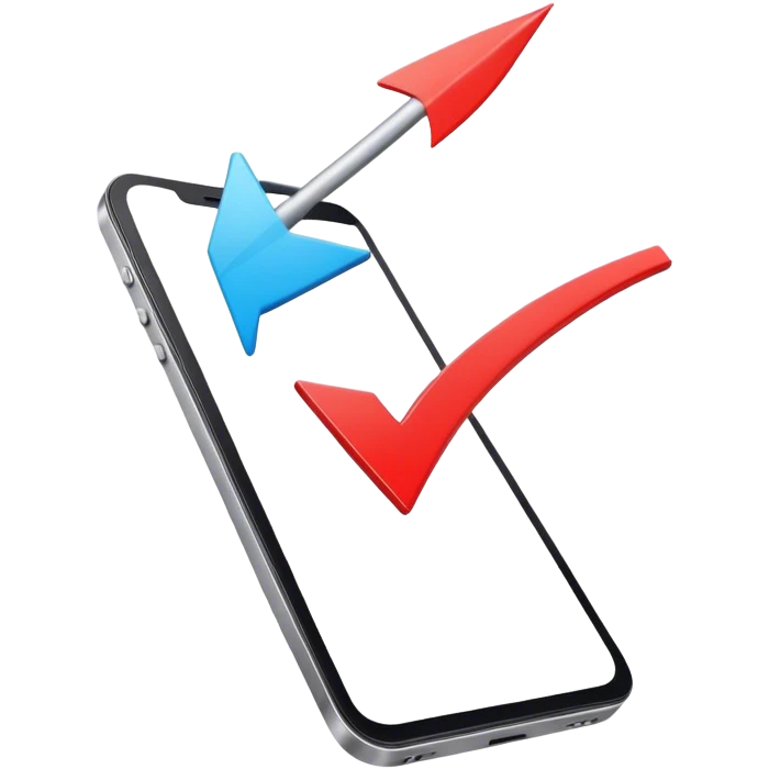 mobile phone and arrow coming out emoji