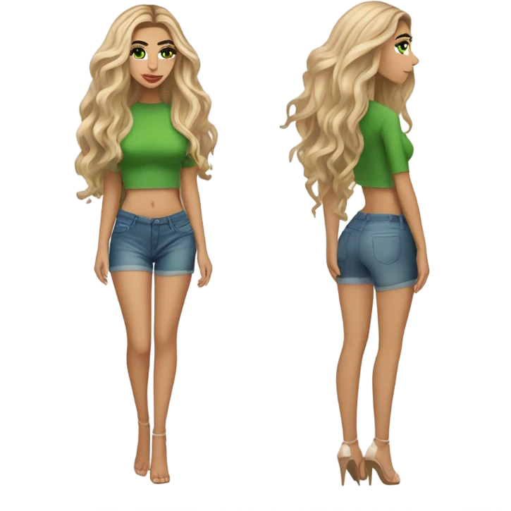 chantel jeffries long blonde hair green eyes full body emoji