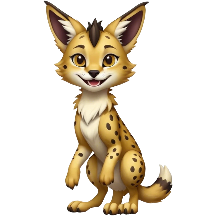 Epic Cute Dark Sergal-Serval-Vernid full body emoji