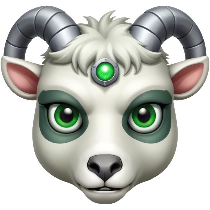 Terminator Goat with green eye emoji