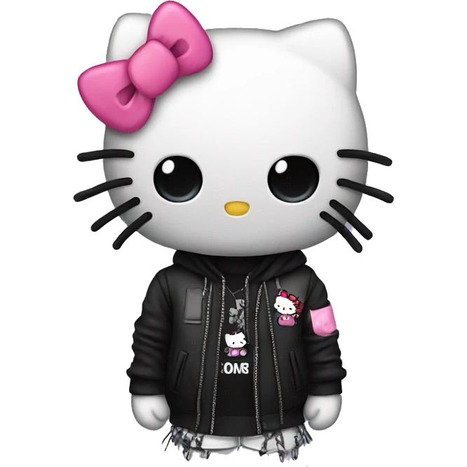 Hello kitty with emo outfit emoji