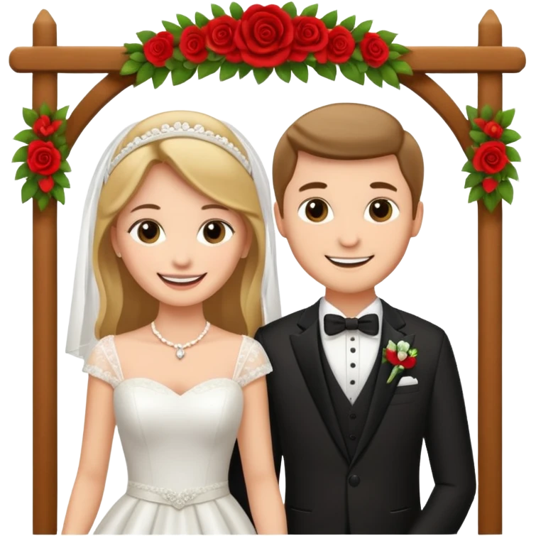 bride and groom in wedding setup emoji
