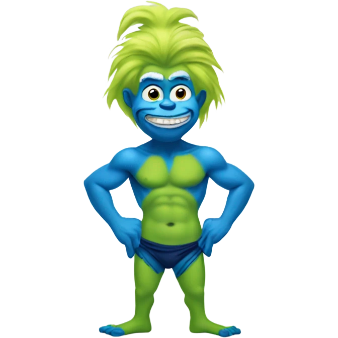 blue grinch in speedo emoji
