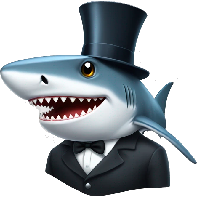 Shark with a top hat emoji
