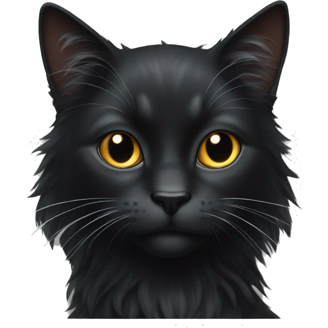 black cat domestic long-haired with white spot on the mouth emoji