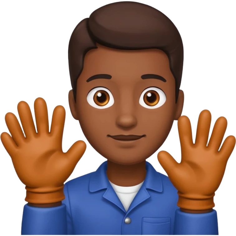 A man wearing  showing his paws emoji